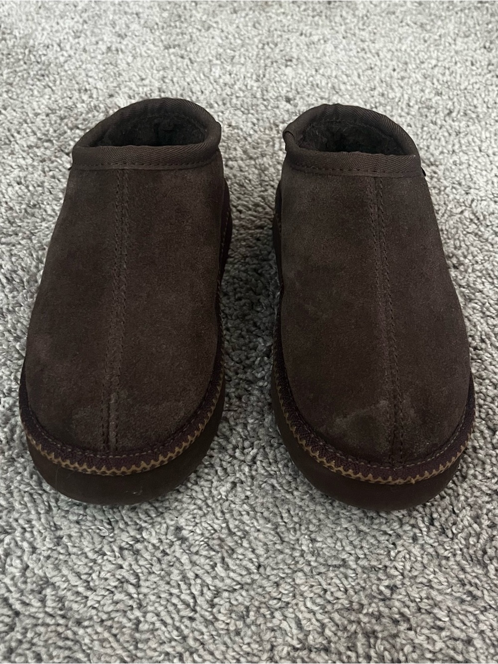 Bearpaw Girls’ Slip-On Suede Moccasin Slippers in Dark Brown